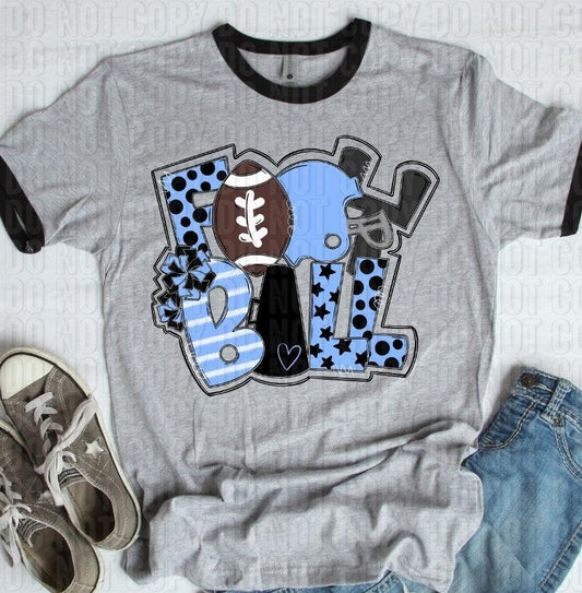 Football Columbia Blue Navy DTF Transfer
