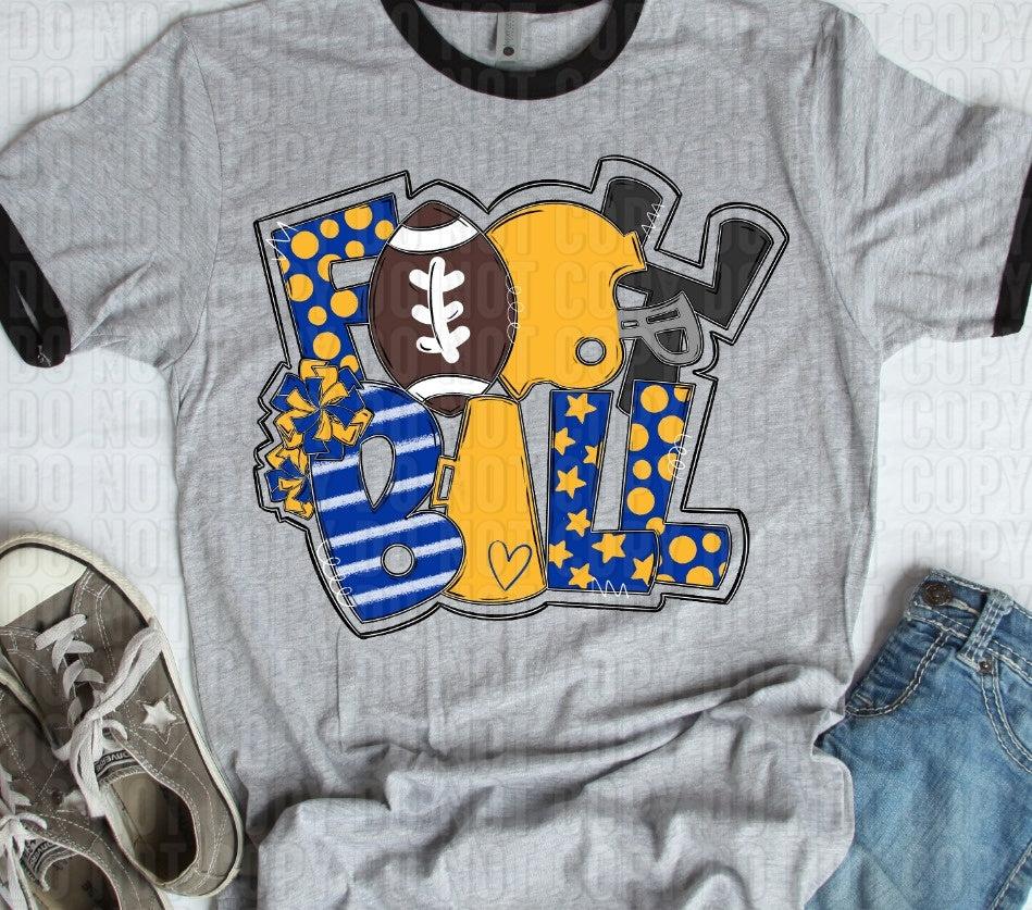 Football Yellow Gold Blue DTF Transfer