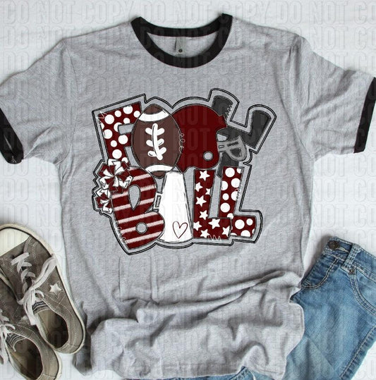 Football Maroon Gray DTF Transfer