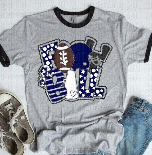 Football Navy White DTF Transfer