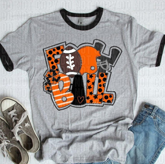 Football Orange Black DTF Transfer