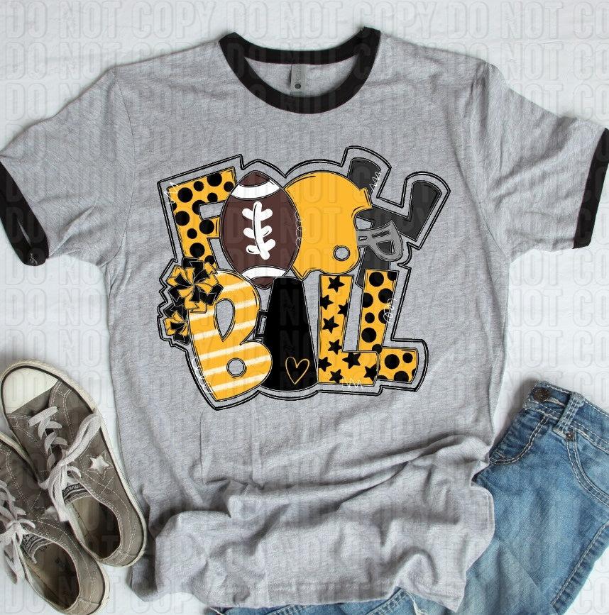 Football Yellow Black DTF Transfer