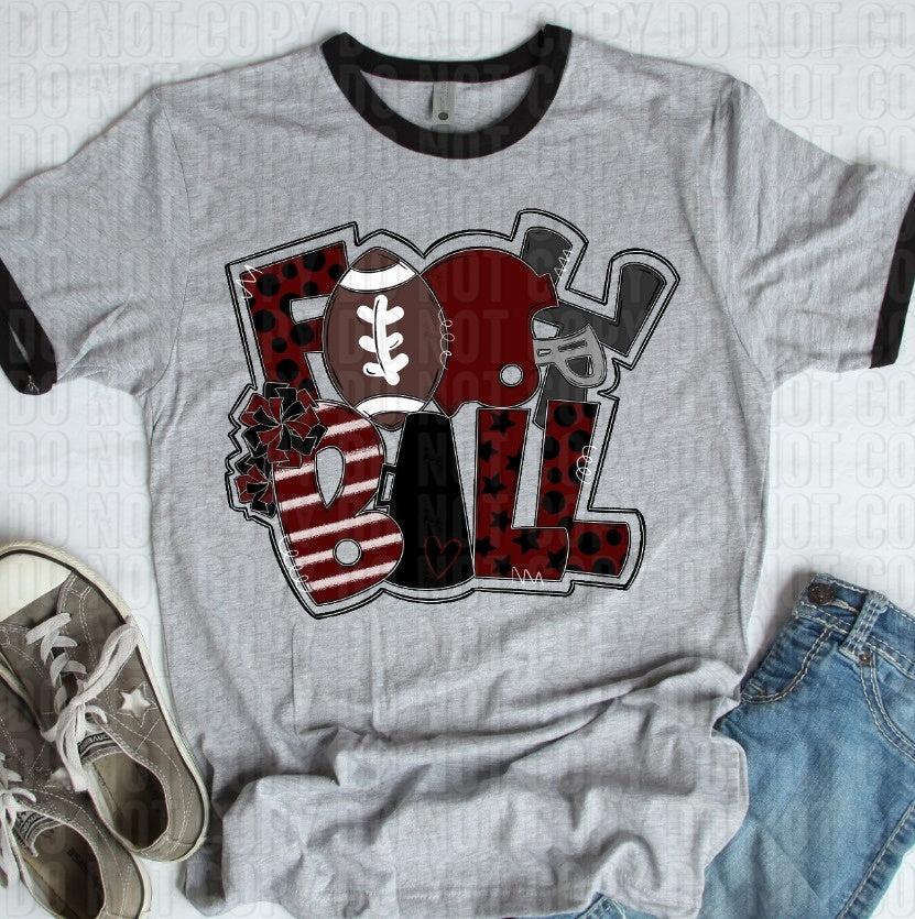 Football Maroon Black DTF Transfer