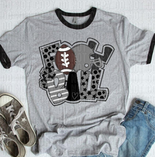 Football Gray Black DTF Transfer