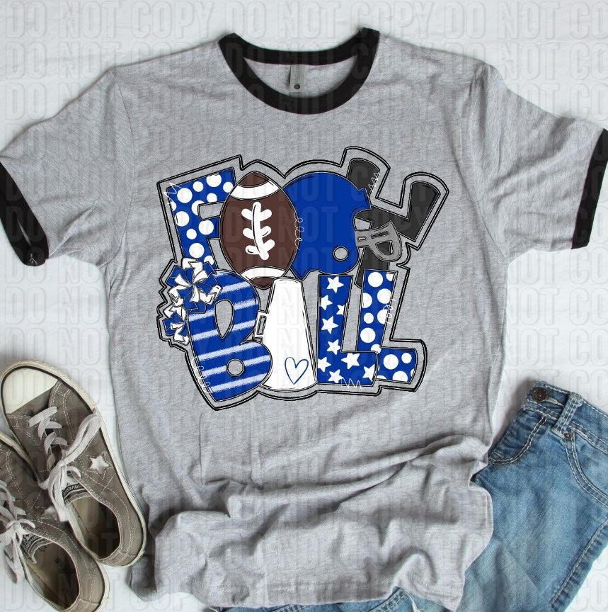Football Blue White DTF Transfer