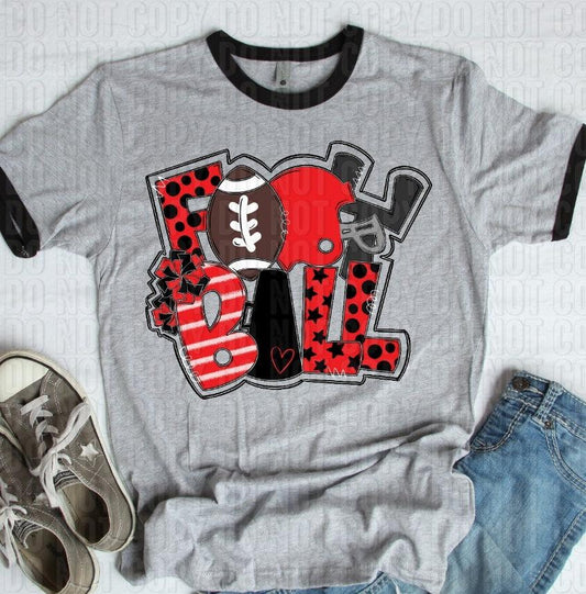 Football Red Black DTF Transfer