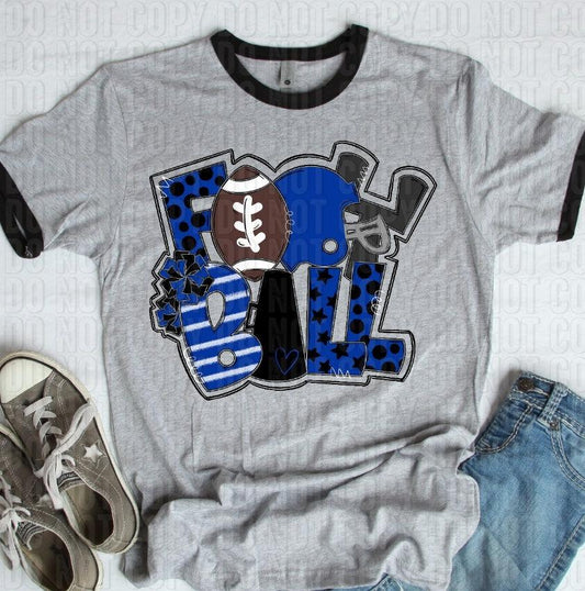 Football Blue Black DTF Transfer