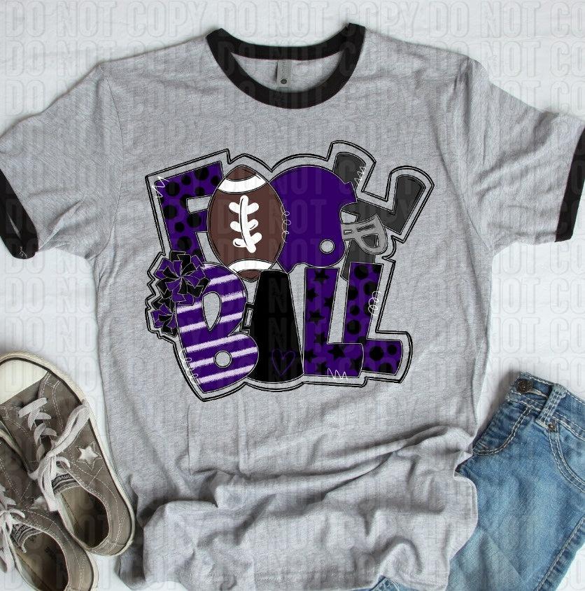 Football Purple Black DTF Transfer