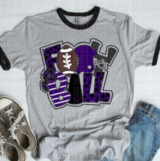 Football Purple Black DTF Transfer