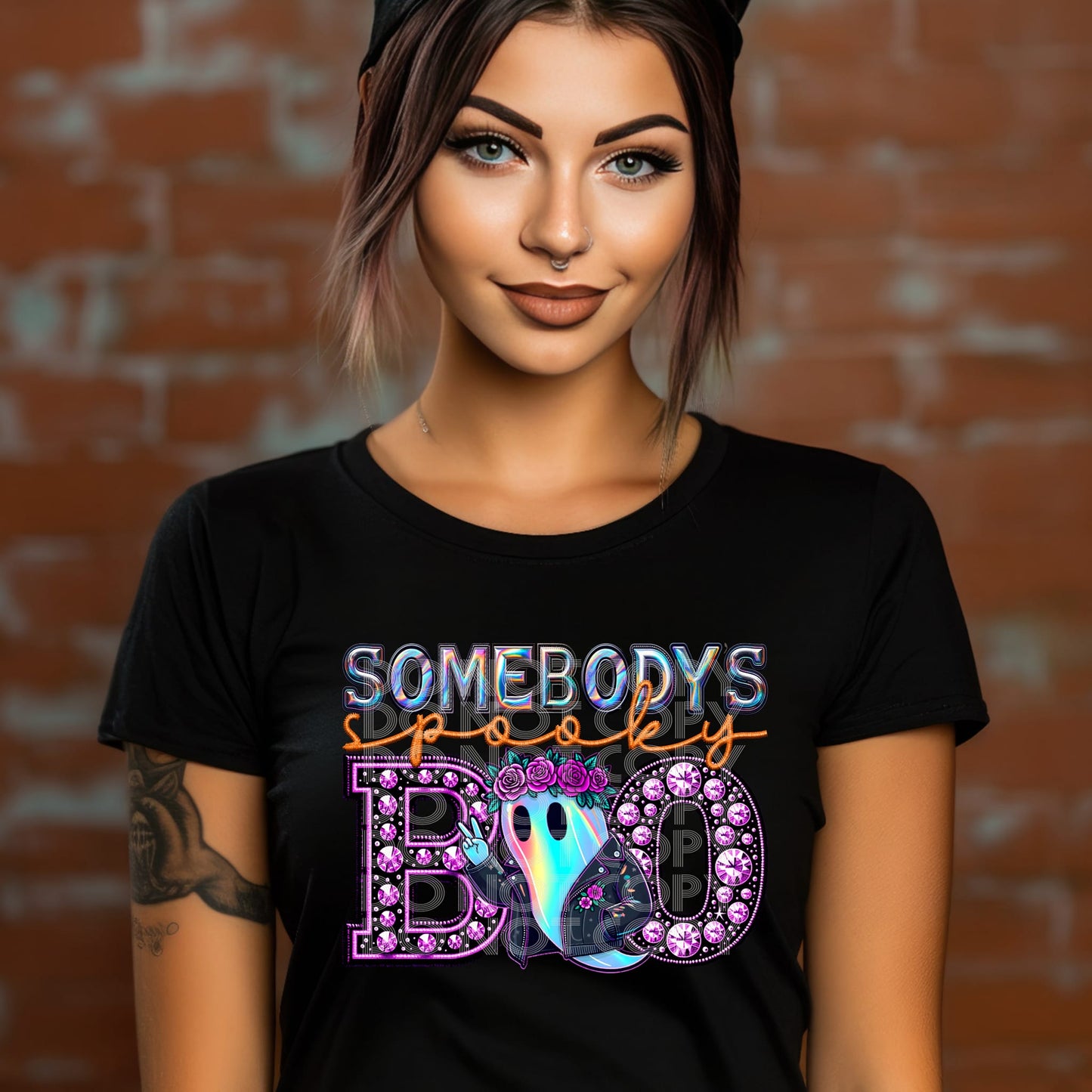 Somebody's Spooky Boo Faux Embroidery DTF Transfer