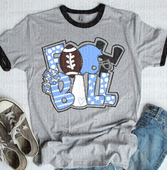 Football Columbia Blue White DTF Transfer