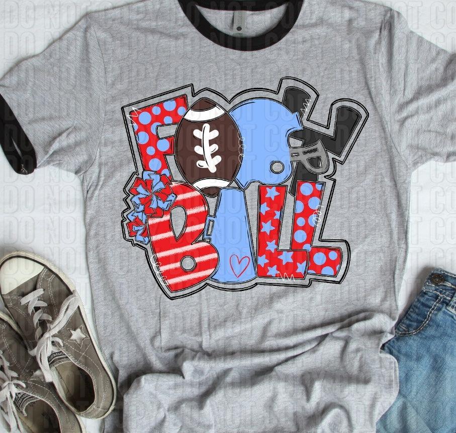 Football Red Columbia Blue DTF Transfer
