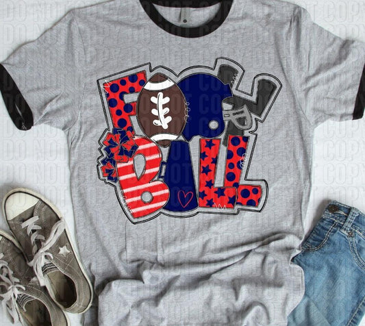 Football Red Navy DTF Transfer