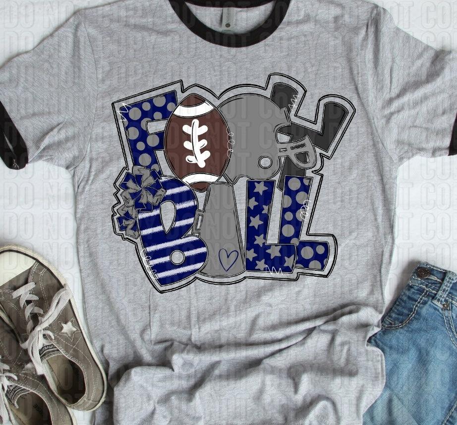 Football Navy Gray DTF Transfer