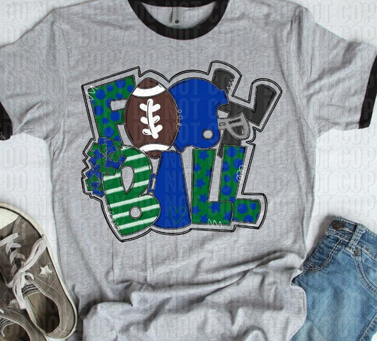 Football Green Blue DTF Transfer