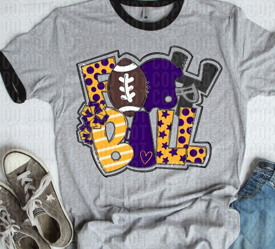 Football Yellow Purple DTF Transfer
