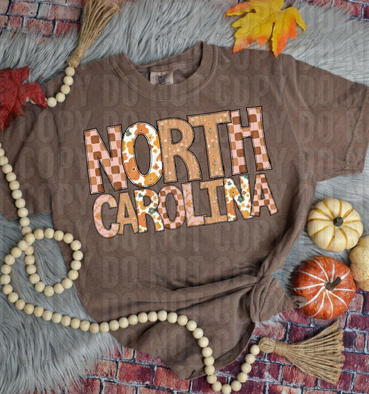 North Carolina Fall Boho State DTF Transfer