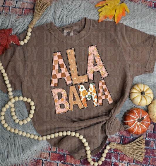 Alabama Fall Boho State DTF Transfer