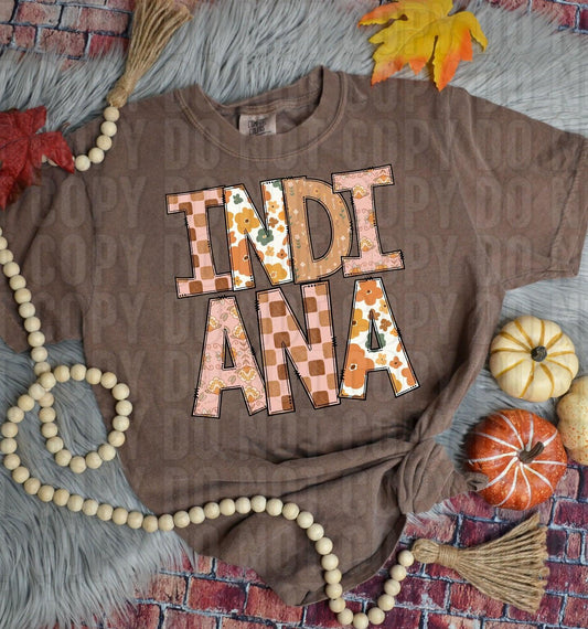 Indiana Fall Boho State DTF Transfer