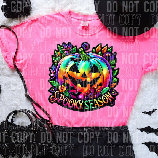 Spooky Season Neon Pumpkin DTF Transfer