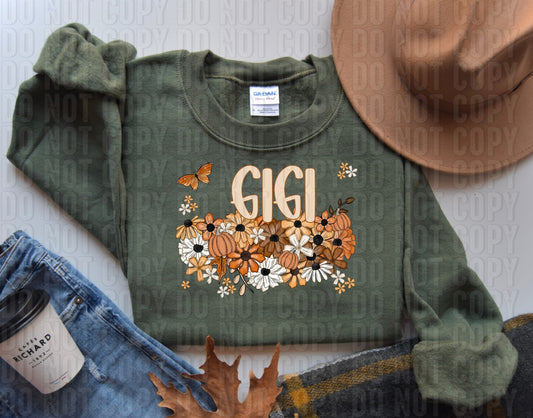 Gigi Fall Pumpkin Name DTF Transfer