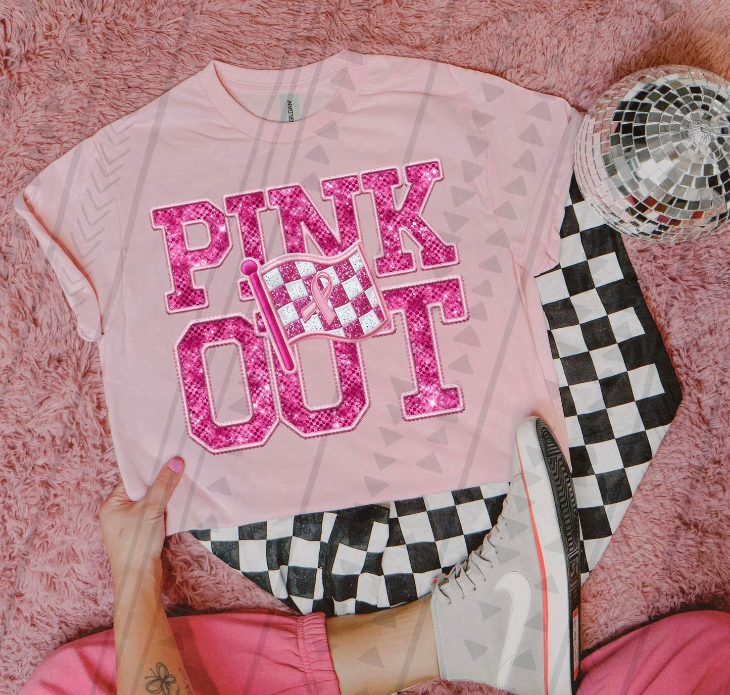 Pink Out Sequined Motocross Racer DTF Transfer