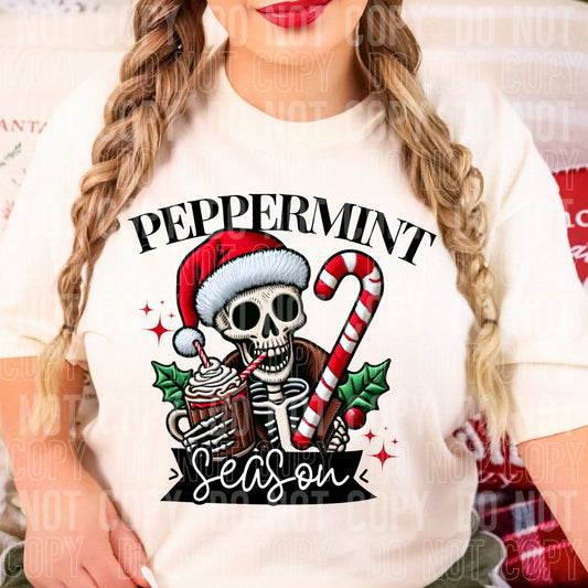 Peppermint Season Faux Embroidery DTF Transfer