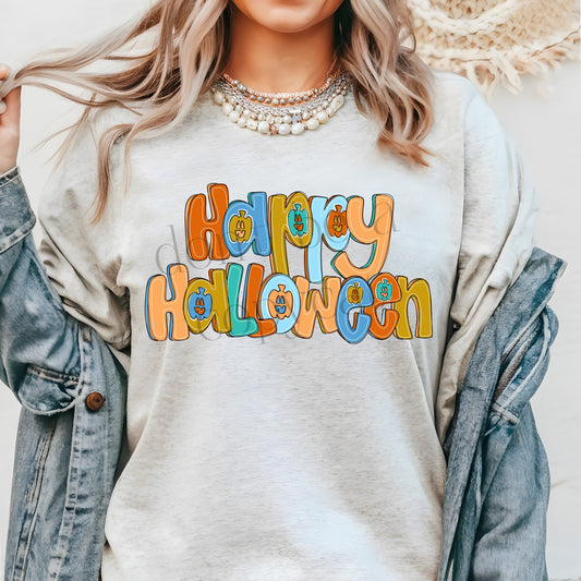 Happy Halloween Colorful Doodle DTF Transfer