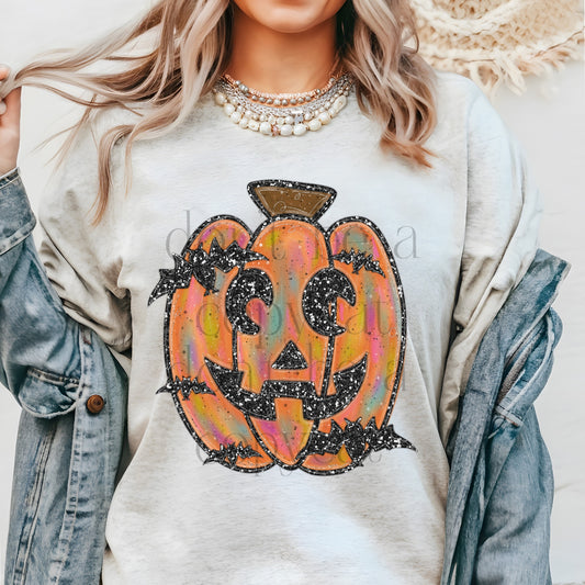 Sequined Colorful Pumpkin DTF Transfer