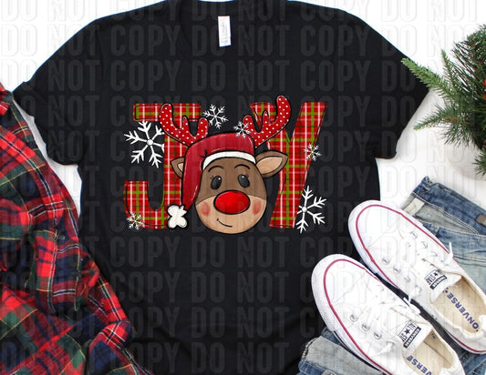 Joy Plaid Reindeer DTF Transfer