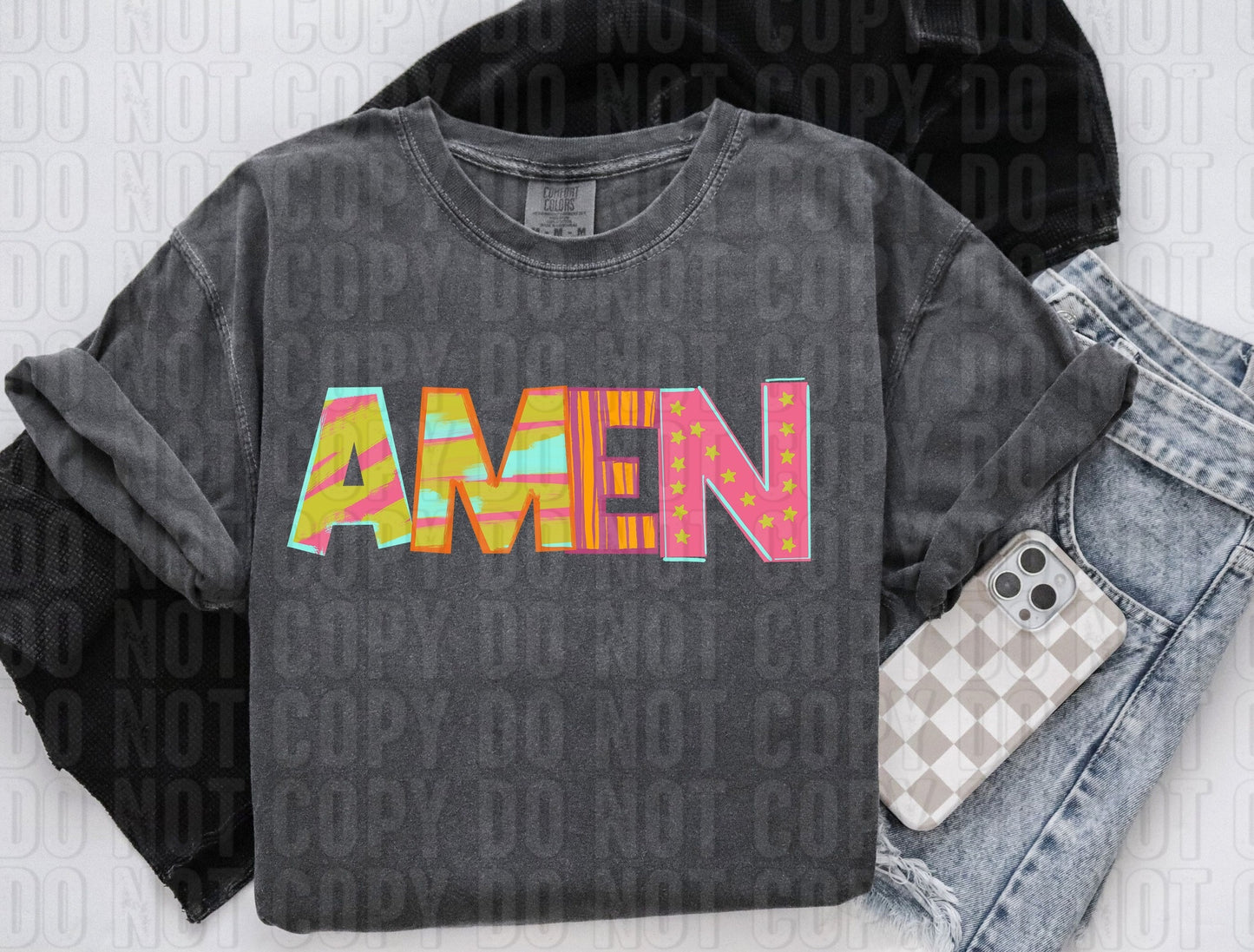 Amen Pattern Play Words DTF Transfer