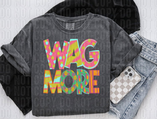 Wag More Pattern Play Words DTF Transfer