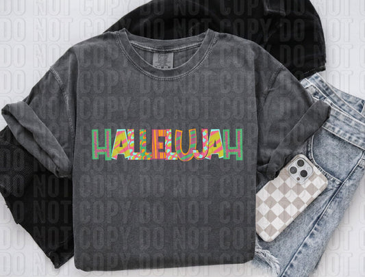 Hallelujah Pattern Play Words DTF Transfer