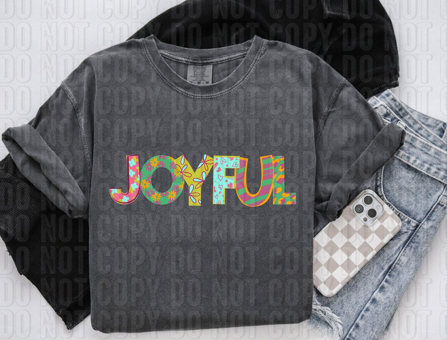 Joyful Pattern Play Words DTF Transfer