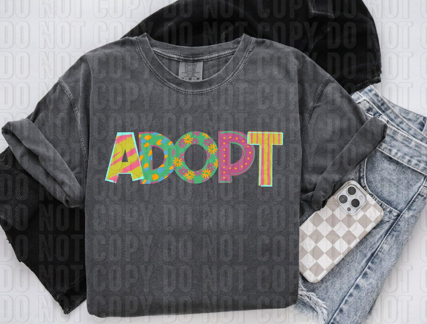 Adopt Pattern Play Words DTF Transfer