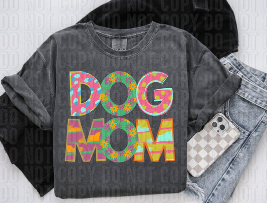 Dog Mom Pattern Play Words DTF Transfer