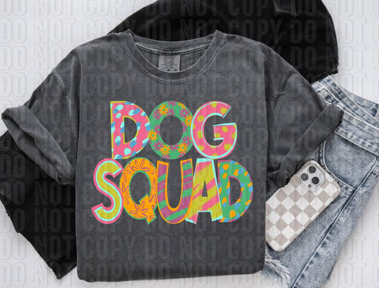 Dog Squad Pattern Play Words DTF Transfer