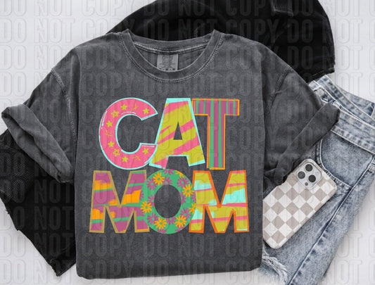 Cat Mom Pattern Play Words DTF Transfer