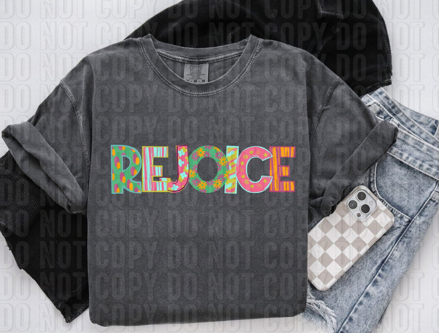 Rejoice Pattern Play Words DTF Transfer