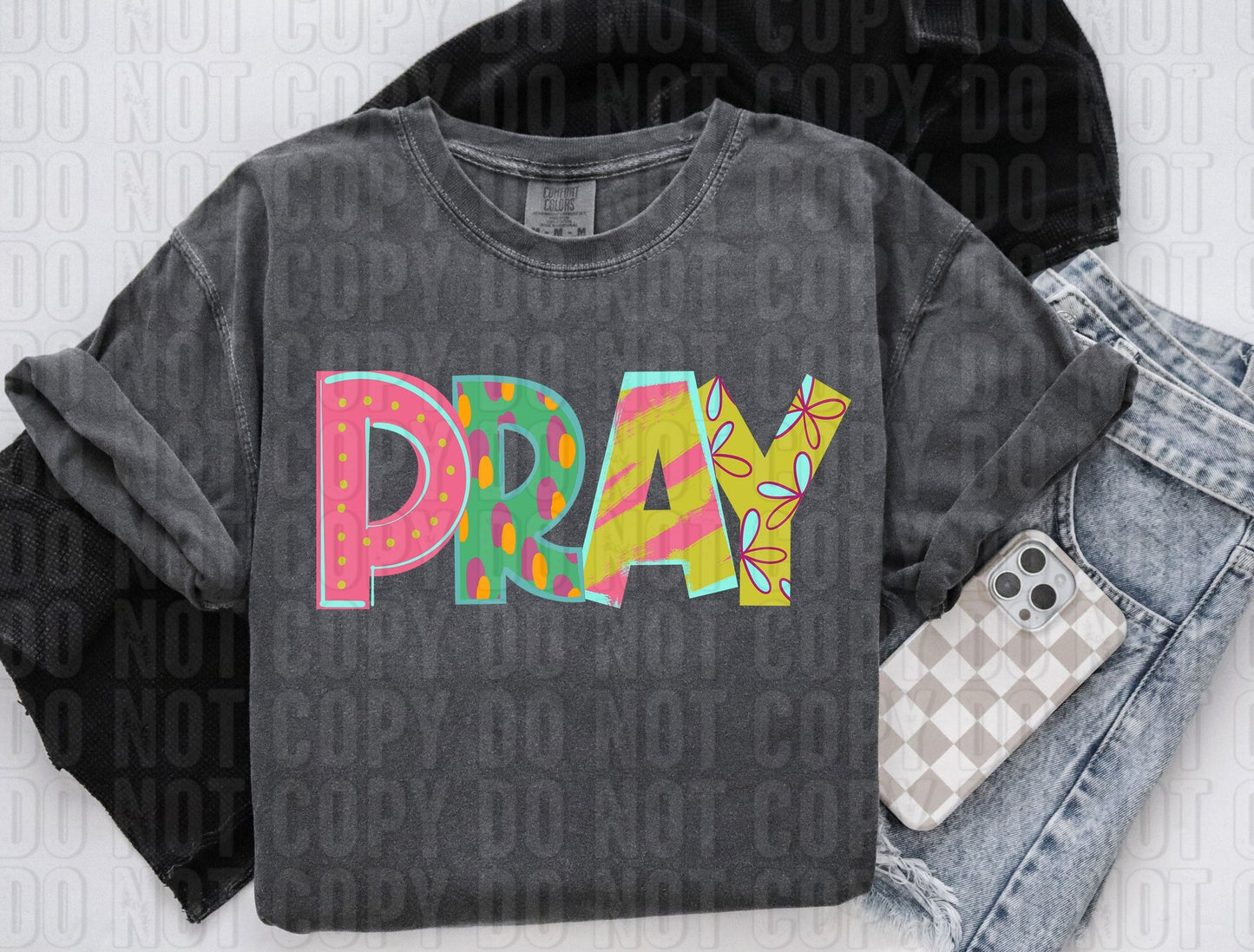 Pray Pattern Play Words DTF Transfer