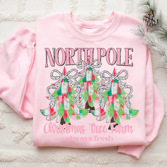 North Pole Pink/Green Dalmatian Dot Tree DTF Transfer