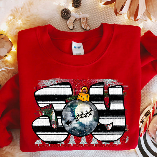 Joy Striped/Reindeer Globe DTF Transfer