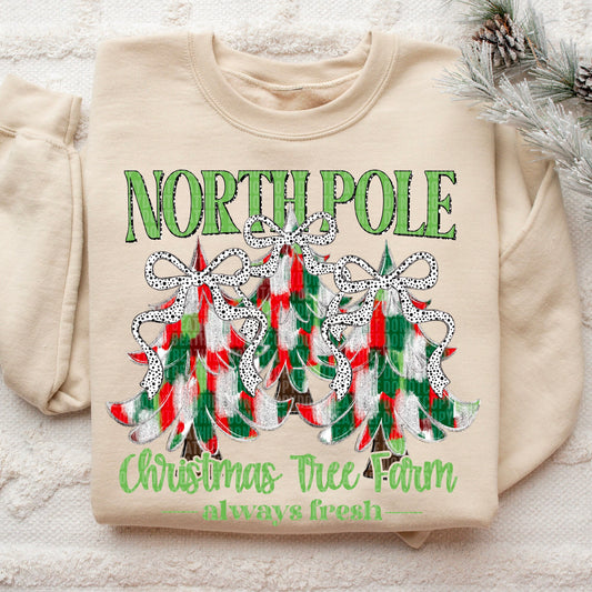 North Pole Red/Green Dalmatian Dot Tree DTF Transfer