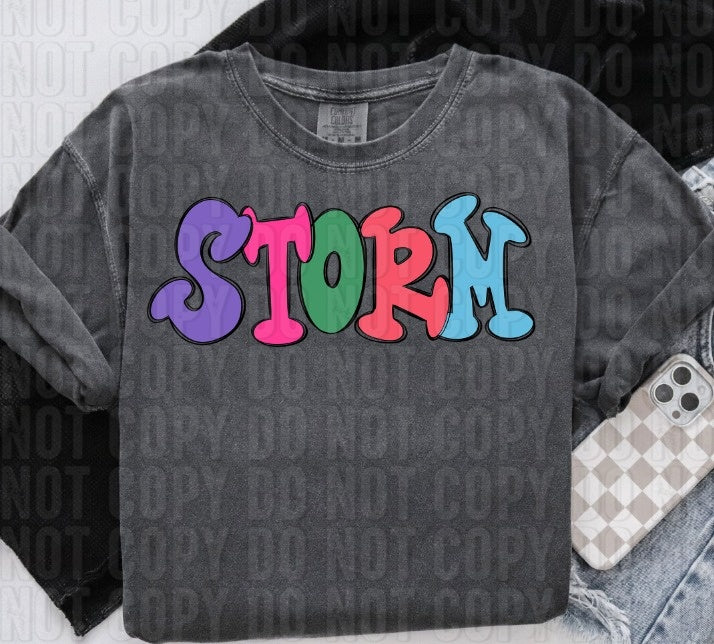 Storm Colorful Mascot DTF Transfer