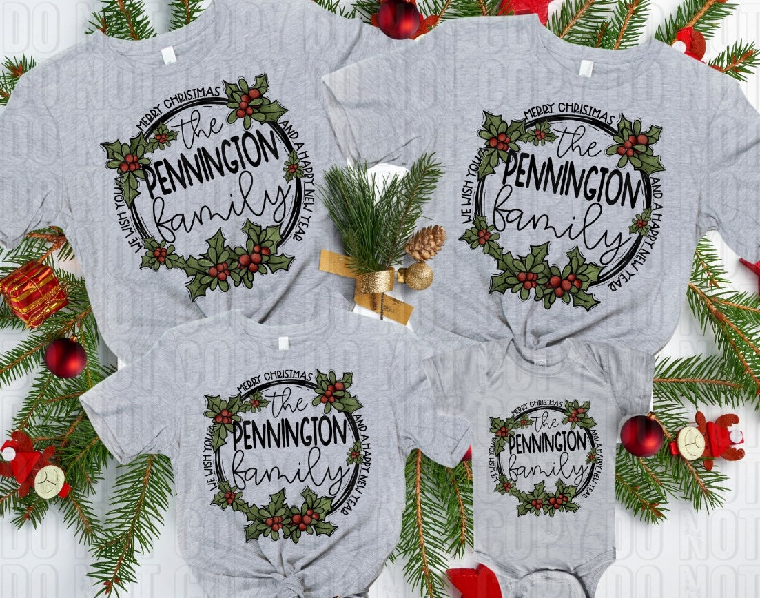 The Family Christmas Wreath Custom/Name Personalized DTF Transfer