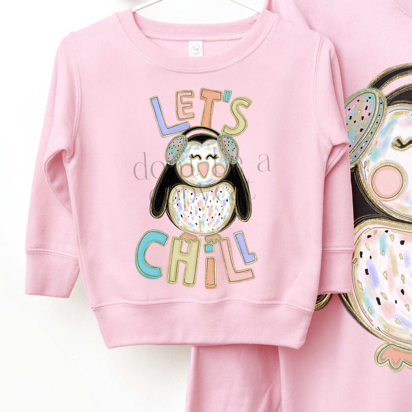 Let's Chill Gold Glitz Penguin DTF Transfer