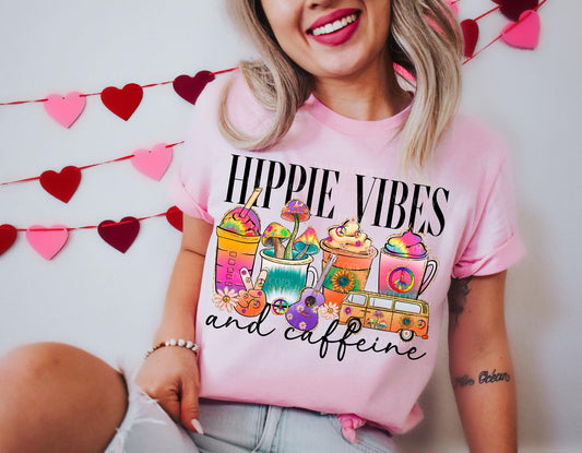 Hippie Vibes And Caffeine DTF Transfer