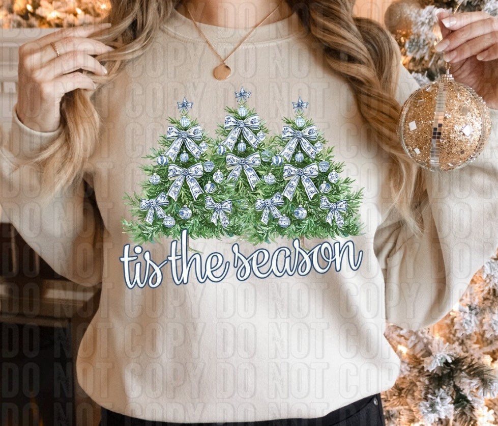 Tis The Season Blue Floral Coquette DTF Transfer