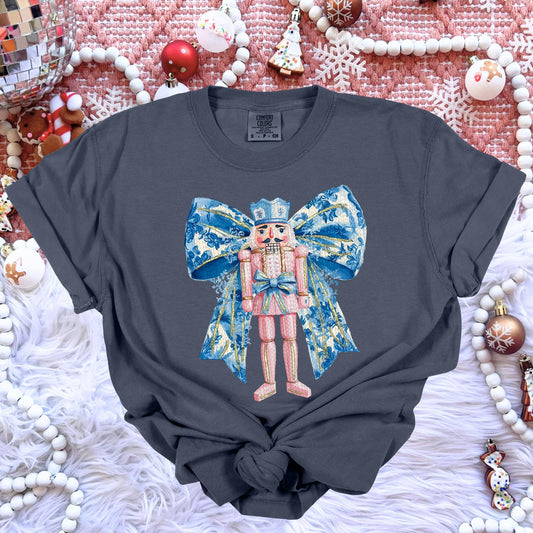 Blue Floral Coquette Nutcracker DTF Transfer