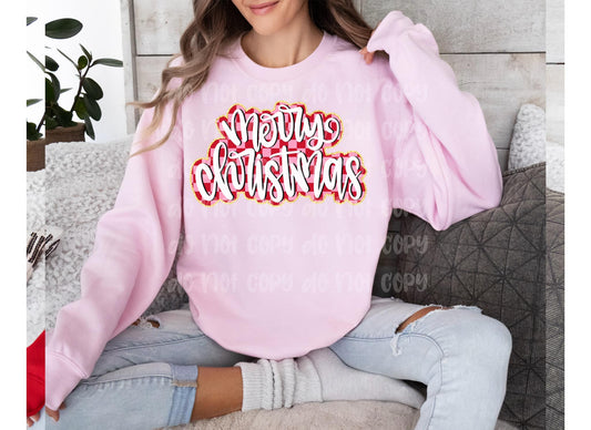 Merry Christmas Checker White Font DTF Transfer